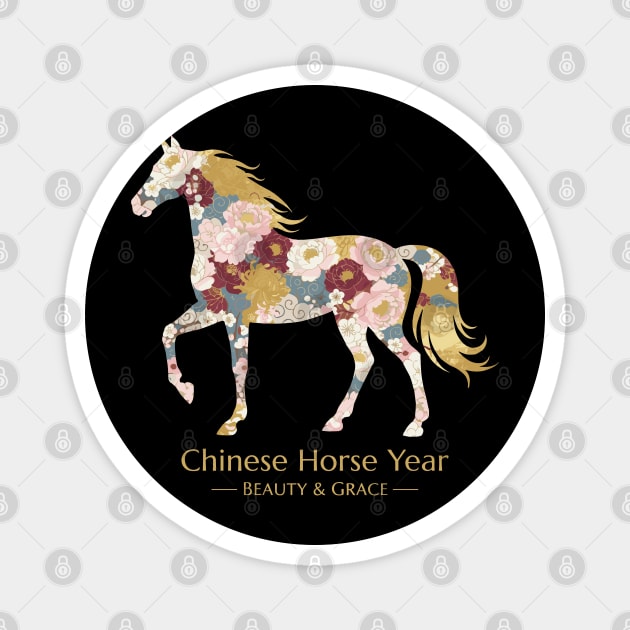 Chinese Year of the Horse Floral Zodiac Beauty & Grace Magnet by creative